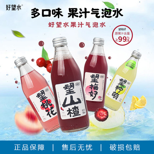 好望水 望山楂/梅好/杏福/桃花/柠萌果味饮料气泡水300ml5瓶装
