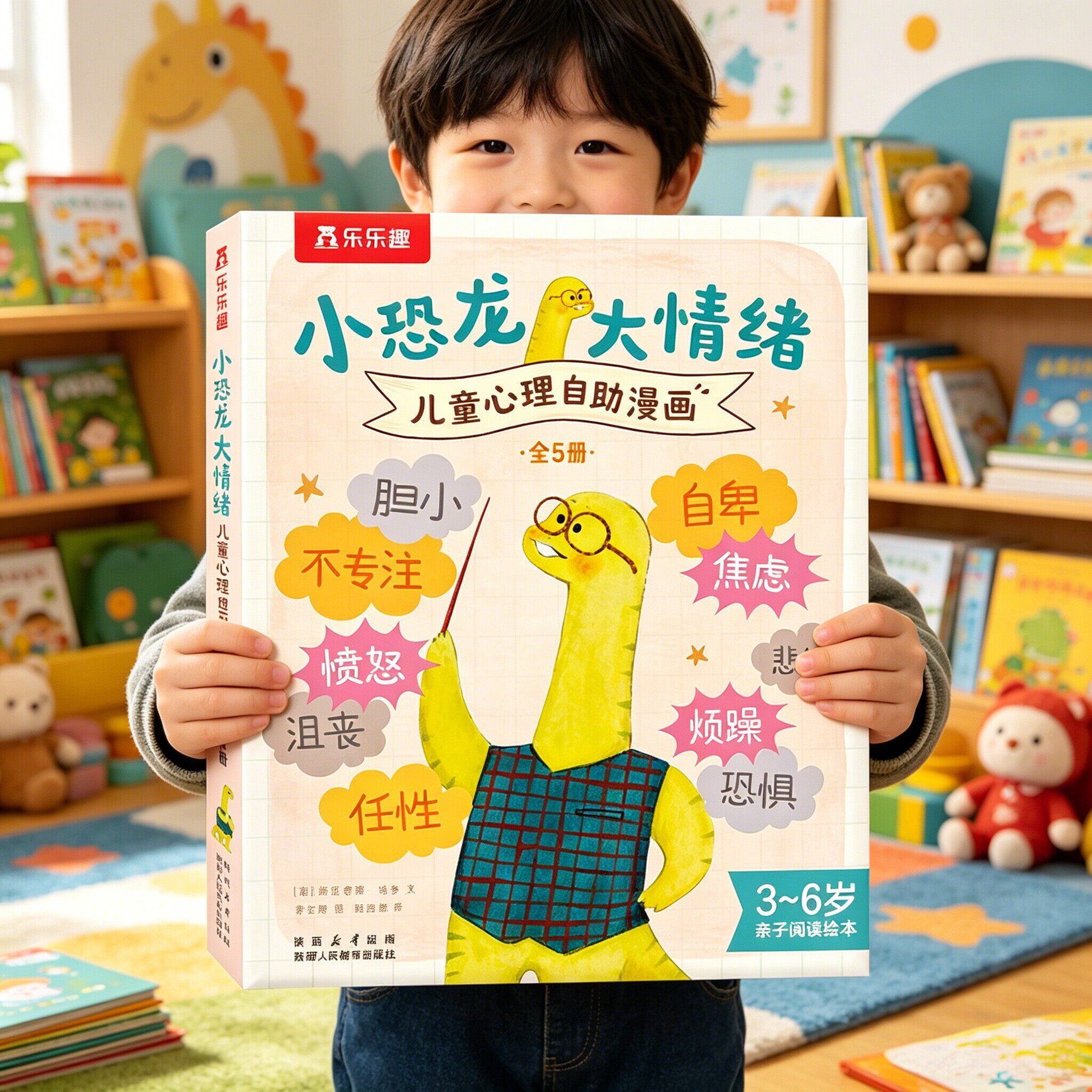 漫画书乐乐趣小恐龙大情绪儿童心理自助漫画全5册3-6岁小学生情绪问题自助宝典训练强大内心认知理解接纳各种情绪亲子阅读情绪绘本