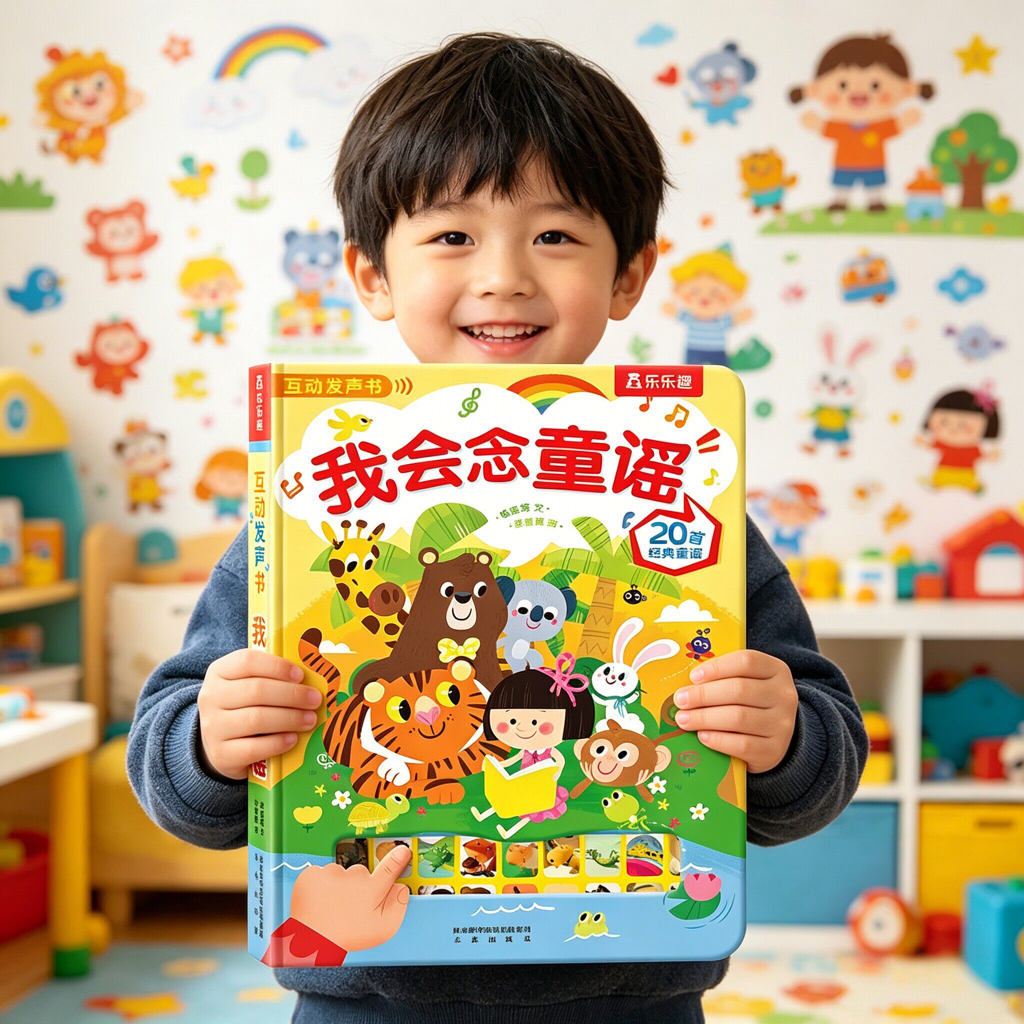 发声书宝宝学说话儿童0-3岁我会念童谣早教有声书乐乐趣儿歌读物幼儿启蒙古诗词手指会说话的触摸点读益智玩具认知儿童早教绘本