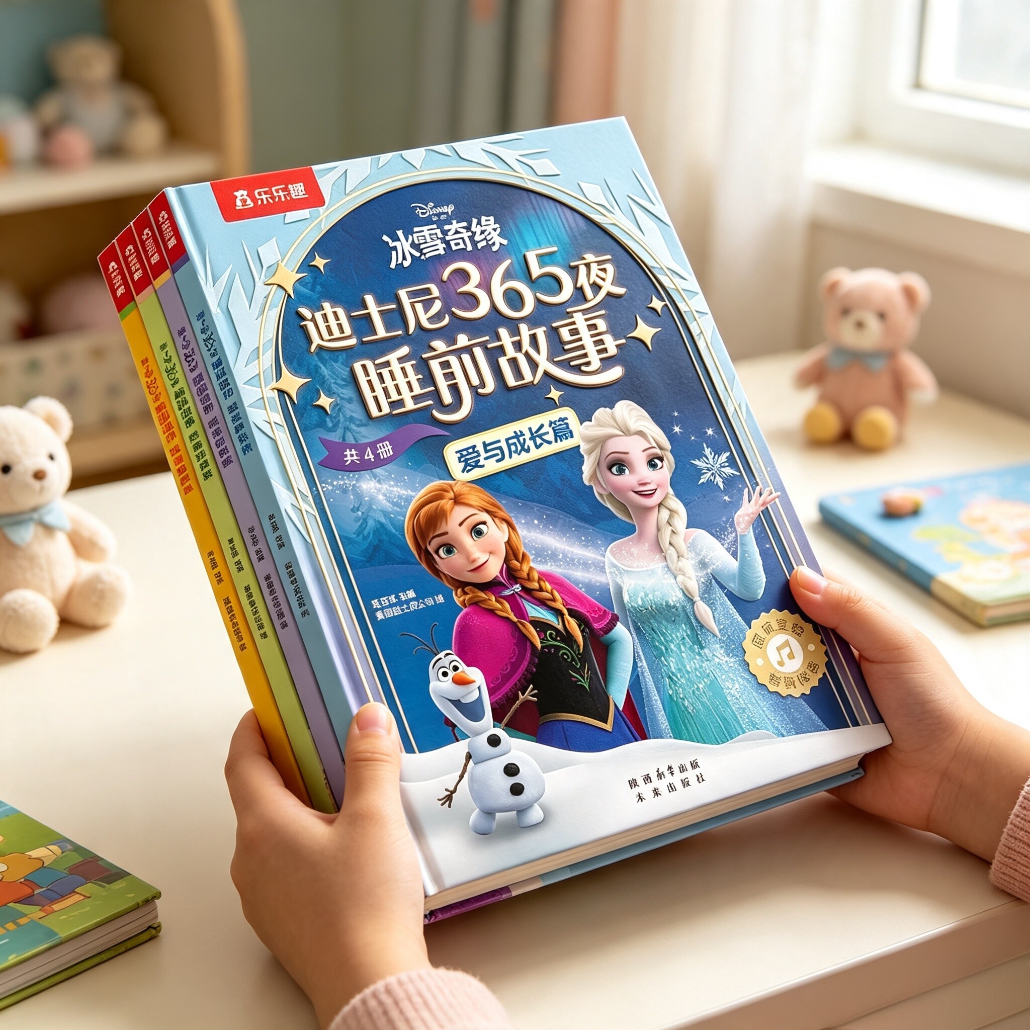 迪士尼冰雪奇缘睡前故事绘本4册套装2-6岁幼儿亲子绘本儿童图画书童话故事书启蒙教育乐乐趣爱与成长篇儿童读物绘本童书精美插图书