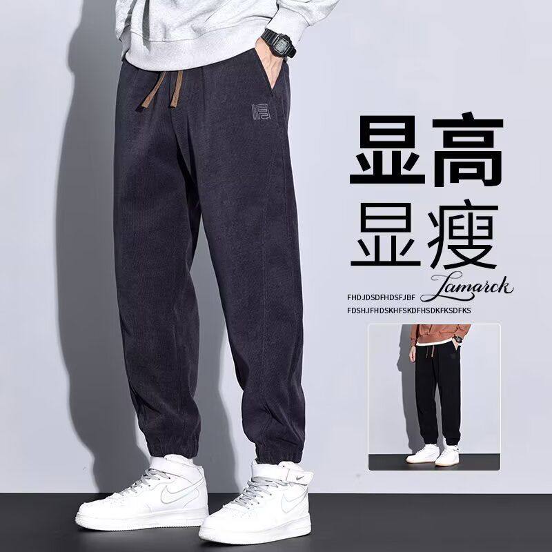 2024新款秋冬灯芯绒男士休闲裤男款中国潮牌条绒直筒裤子