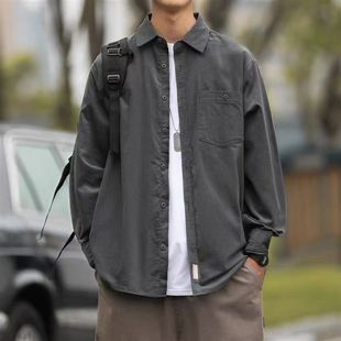 男2025春秋季 衬衫 宽松潮牌休闲衬衣外套潮牌 长袖 捡漏复古工装