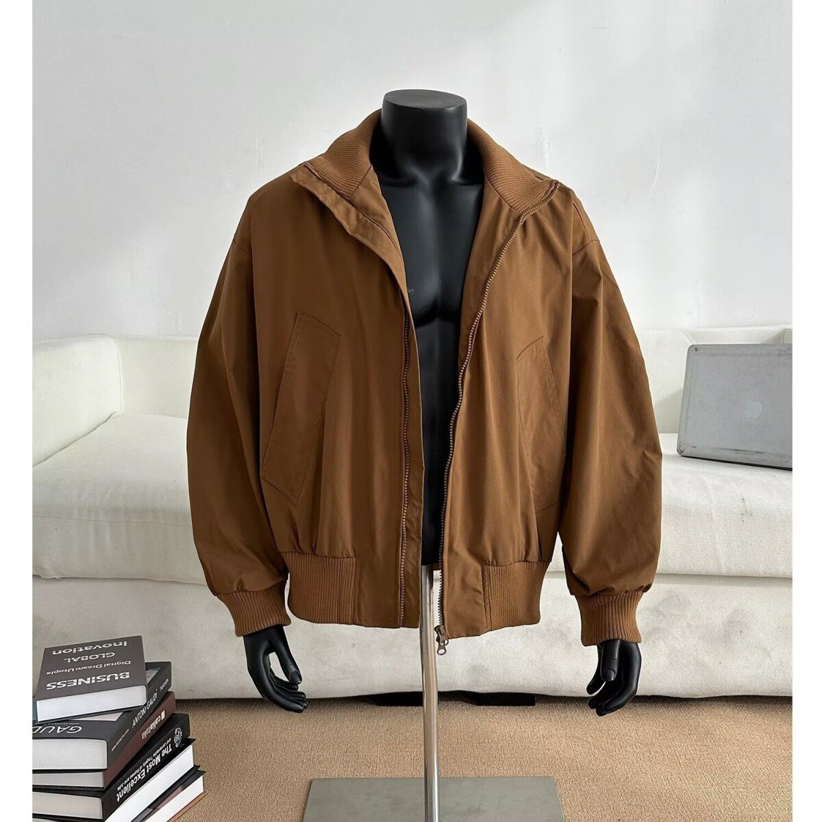 春秋新款硬汉复古风撞色翻领重工水洗男士MA1飞行夹克外套潮