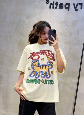 ordinary path奢潮牌烫钻短袖可爱玩具虎趣味高货百搭宽松男女T恤