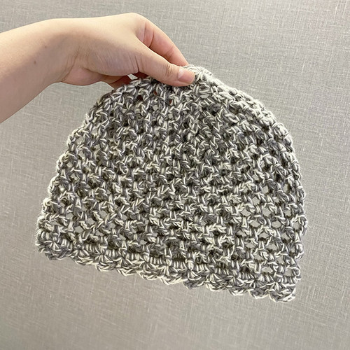 手工钩织镂空包头帽女混色显脸小