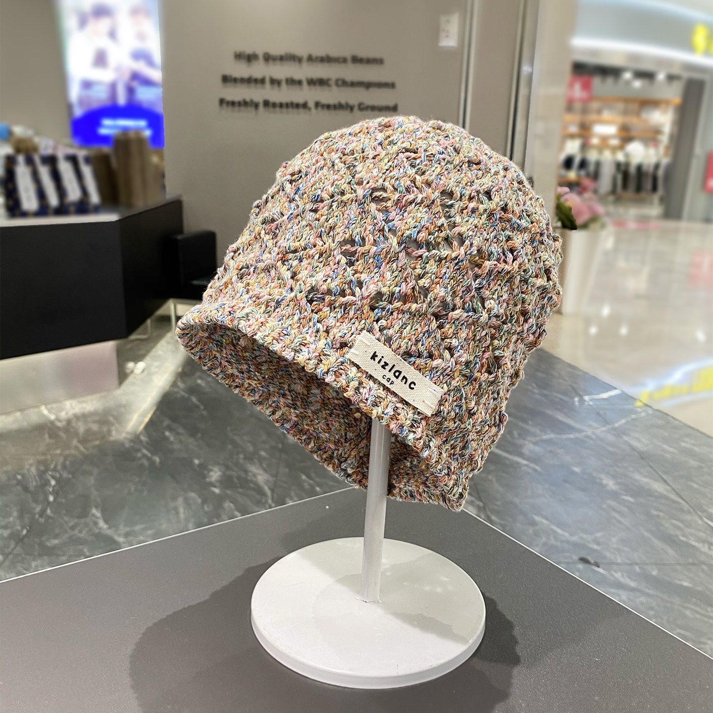 韩版字母贴布混色堆堆帽女宽松版显脸小包头帽百搭针织套头帽冷帽