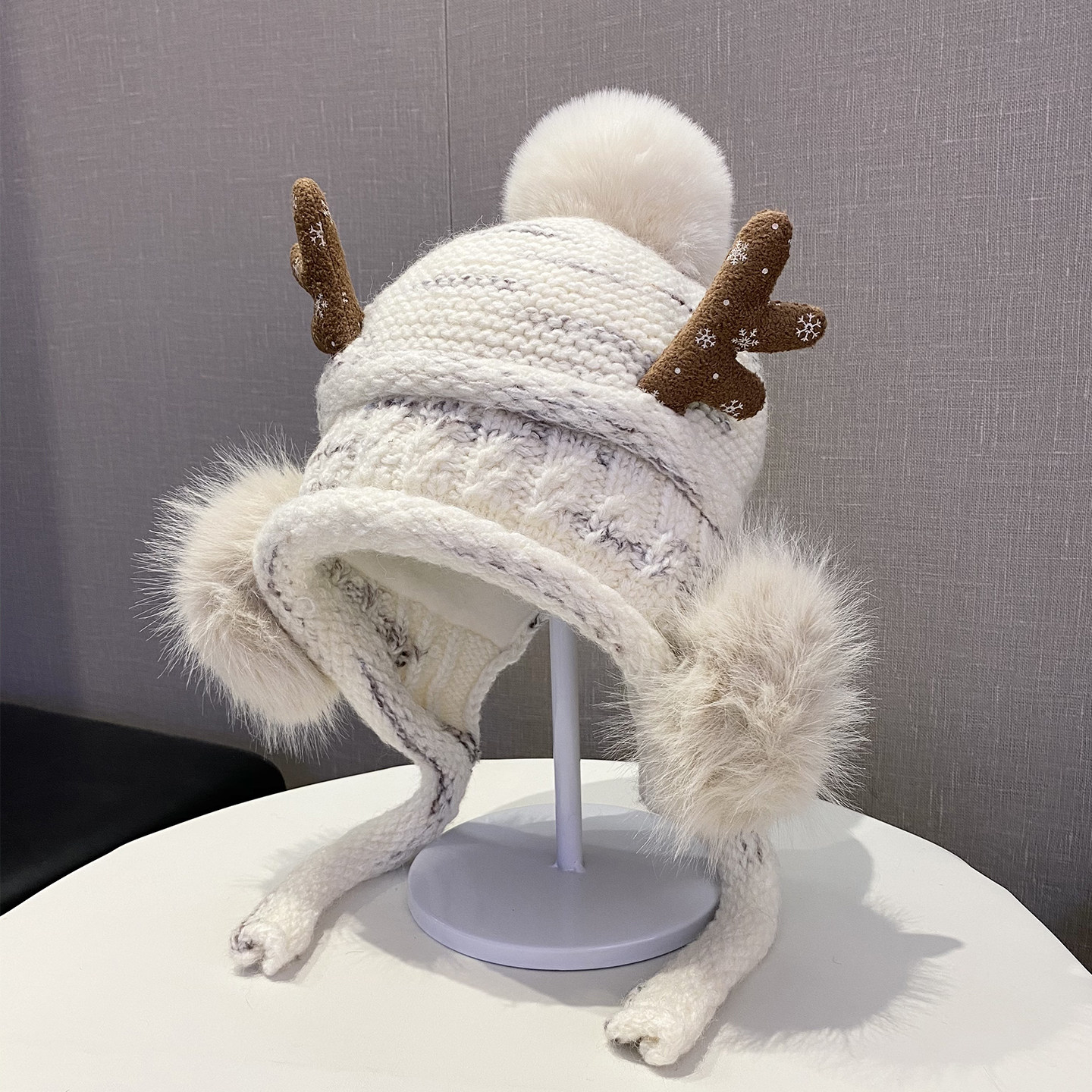 圣诞礼物可爱鹿角针织加绒护耳帽子女冬季户外耳包防寒保暖雷锋帽,服饰配件/皮带/帽子/围巾,帽子,淘宝优惠券,粉丝福利购,淘宝优惠卷