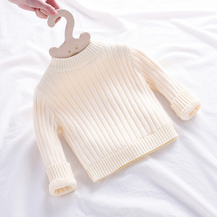 宝宝毛衣加绒加厚女童针织衫婴儿打底衫公主套头圆领保暖线衣冬装