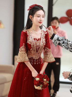 中式敬酒服新娘2026新款结婚红色高级感礼服裙夏季秀禾服夏天薄款