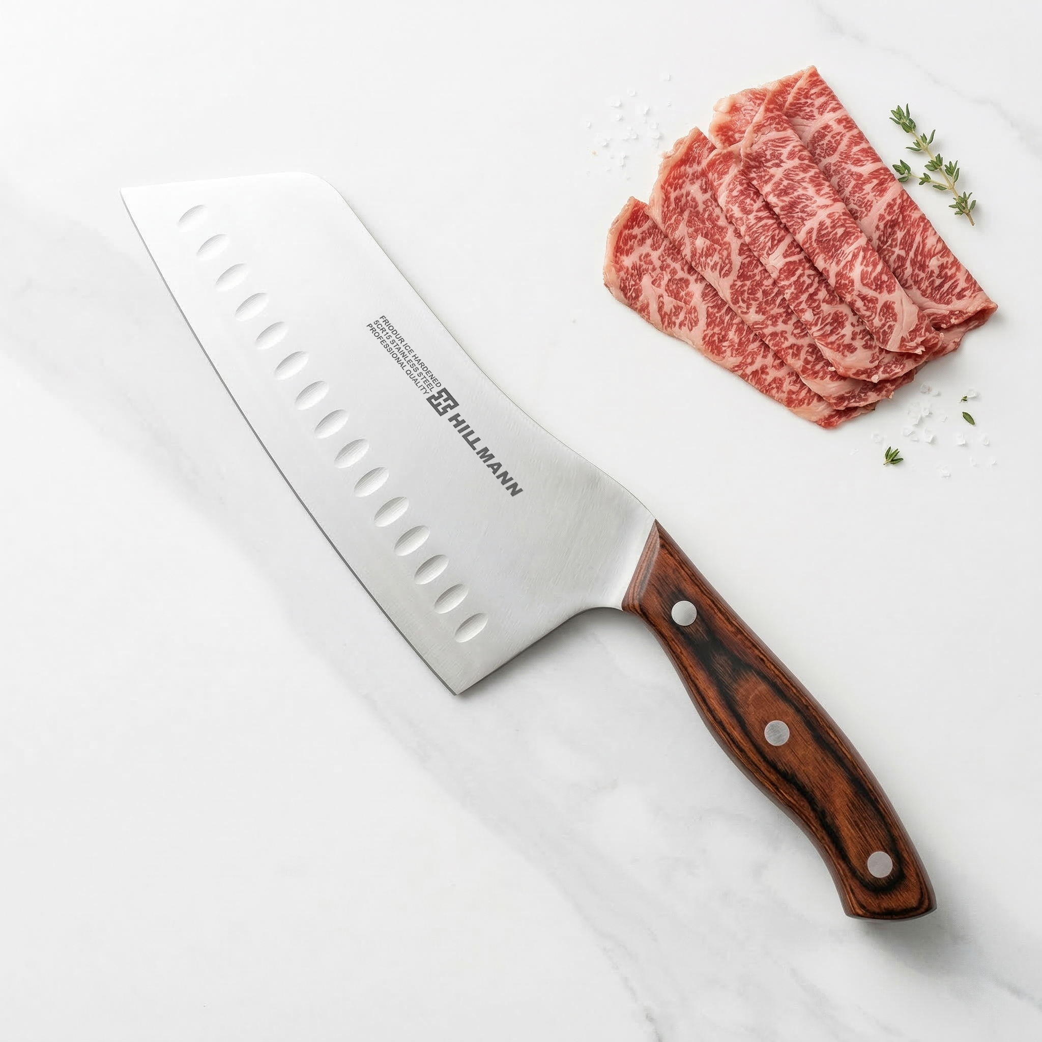 上海希尔曼HILLMANN 三代7CR红木柄 切片刀 高品质切菜刀 送5礼品