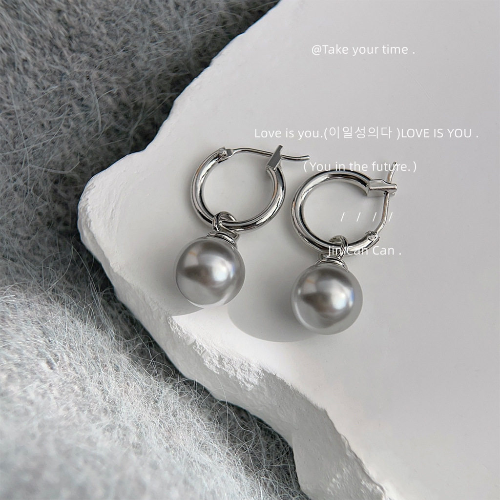 冷淡风高感质感灰色珍珠耳环时尚通勤轻奢真多麻灰耳环耳扣,饰品/流行首饰/时尚饰品新,耳环,淘宝优惠券,粉丝福利购,淘宝优惠卷