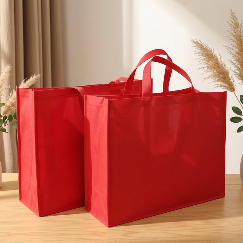 红色无纺布礼品袋加宽手提袋特大号大容量环保袋购物袋广告宣传袋