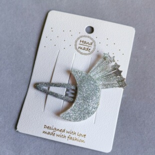 外贸儿童闪闪月亮星星流苏包软布女童宝宝少女金银系发夹seed发卡