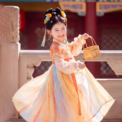 中秋汉服女童古风2026新款儿童中国风超仙绝美连衣裙秋季古装襦裙