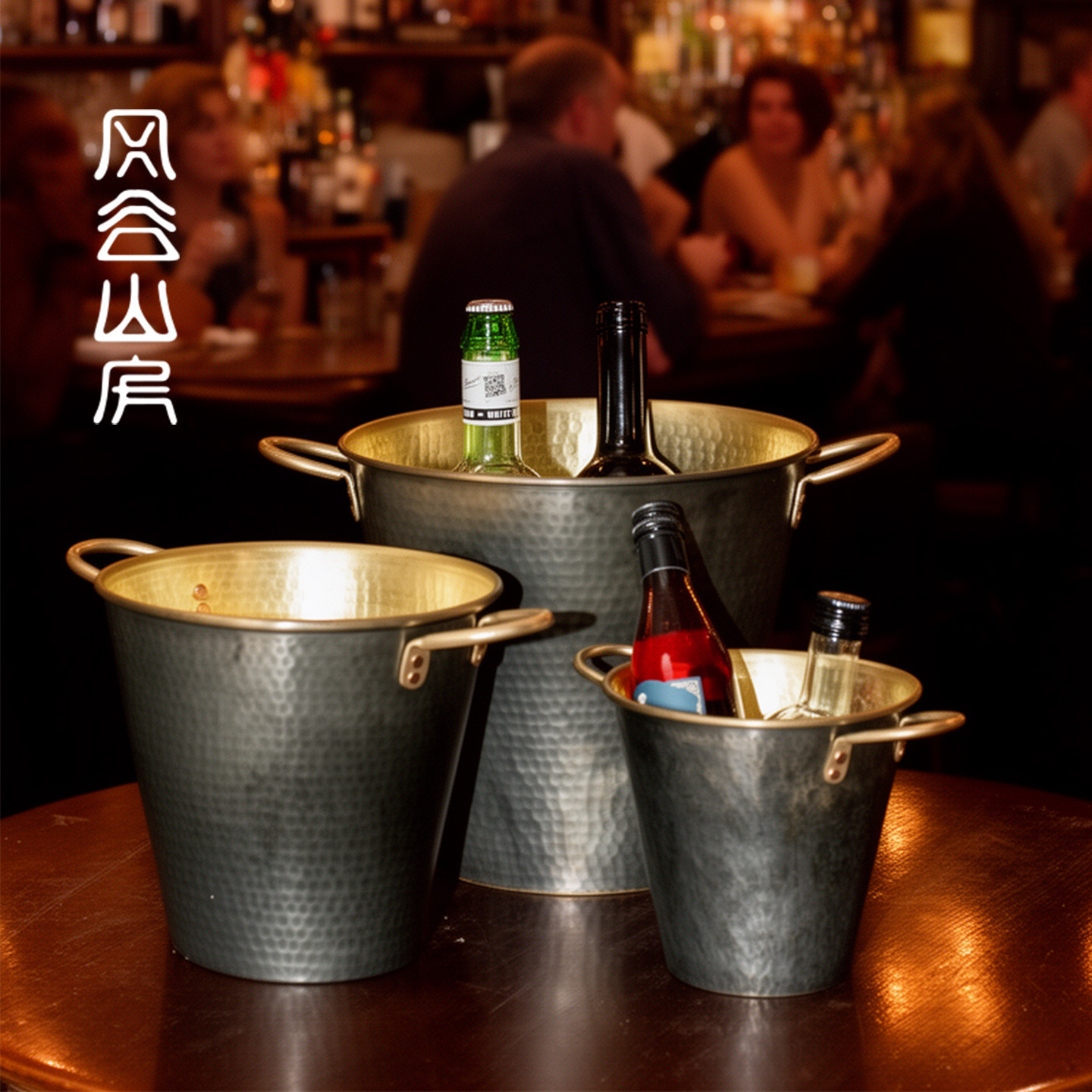 黄铜冰酒桶高级感红酒冰镇桶酒吧清吧装冰块保冷桶手提加高特大号