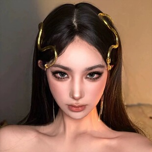 欧美个性高级感蛇形头饰百变发箍项链赛博朋克蛇系美女长蛇发饰
