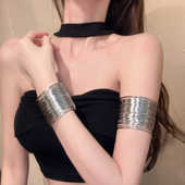 欧美夸张ins冷淡风开口宽边线条缠绕手镯朋克气质百搭高级感臂环