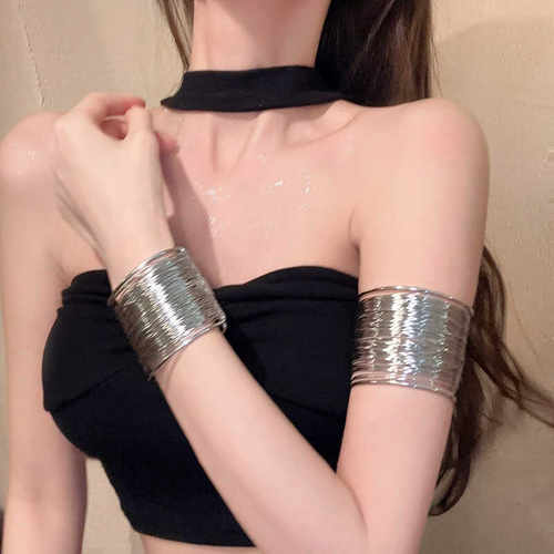 欧美夸张ins冷淡风开口宽边线条缠绕手镯朋克气质百搭高级感臂环