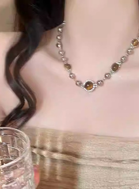 高级感轻奢小众猫眼石项链女