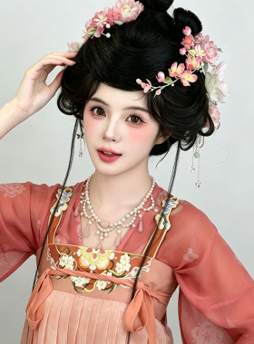 古风汉服软璎珞粉色流苏项链
