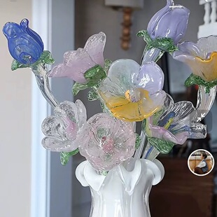 琉璃花瓶仙气美瓶花器美瓶尤马马同款琉璃花琉璃瓶