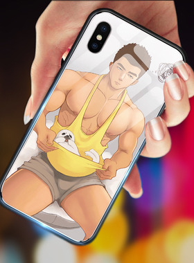 可爱小哥哥玻璃手机壳适用苹果12promax型男情侣个性mate30 x50p