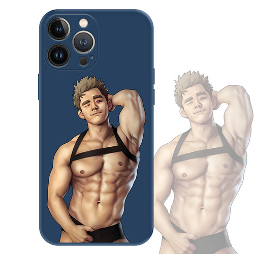 腹肌型男适用OPPOReno7手机壳苹果13Pro硅胶壳14小羊皮软壳mate50