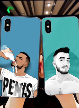 喝奶型男适用iphone13max防摔手机壳vivox70玻璃壳小米12X荣耀60p