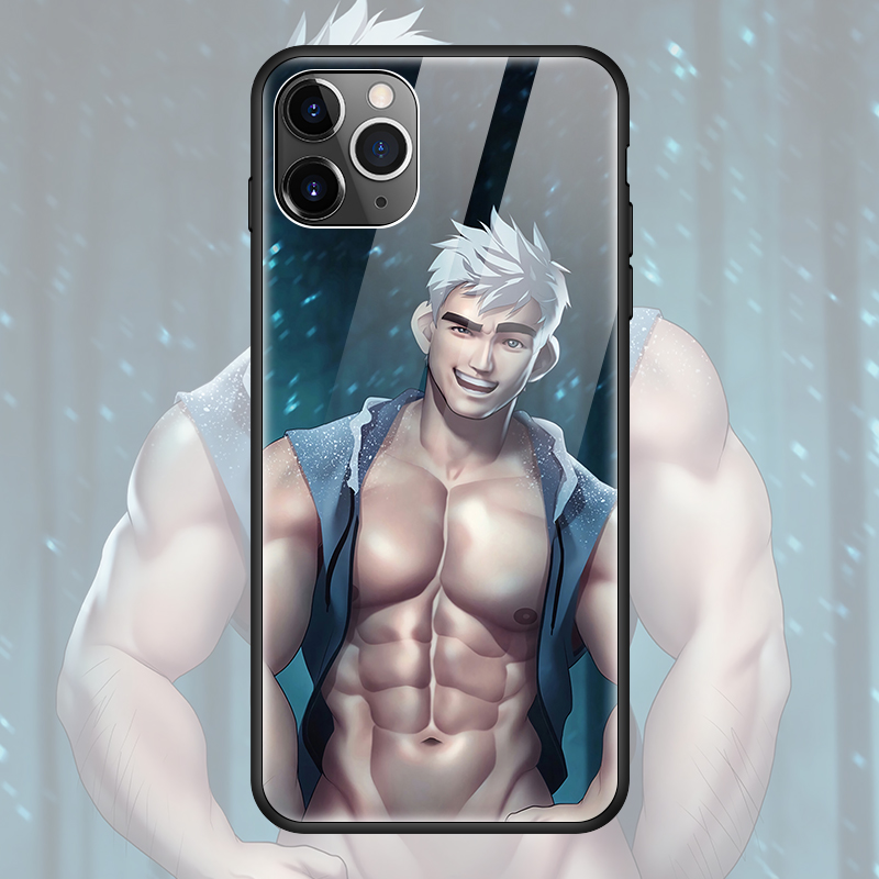 卡通肌肉男手机壳适用oppoA9小米11华为p40proX30苹果12pro玻璃壳