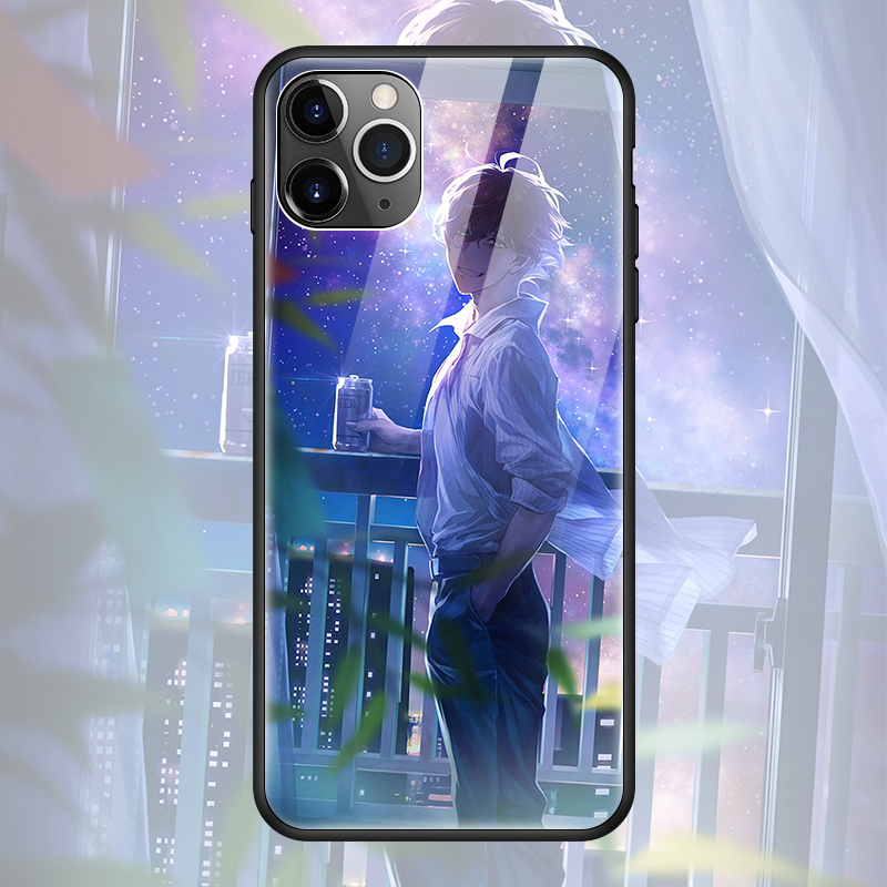 苹果微笑暖男适用三星荣耀玻璃壳