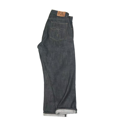 FDMTD复古高腰阔裤18oz重磅赤耳丹宁阿美咔叽原色宽松直筒牛仔裤