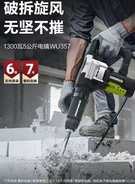 威克士电镐大功率单用WU357工业级重型工程破拆家装六角镐头全铜