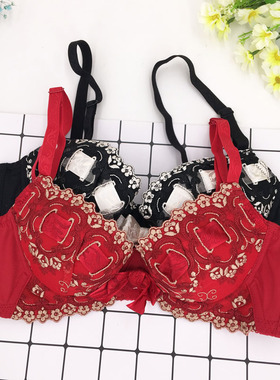 桑扶兰文胸女特价聚拢收副乳小胸深V性感有钢圈红色内衣AK915/6