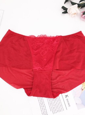 桑扶兰本命年红内裤女中腰三角内裤平角无痕蕾丝过年CPC16/CZB01