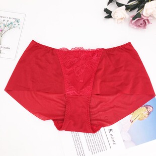 CZB01 平角无痕蕾丝过年CPC16 桑扶兰本命年红内裤 女中腰三角内裤