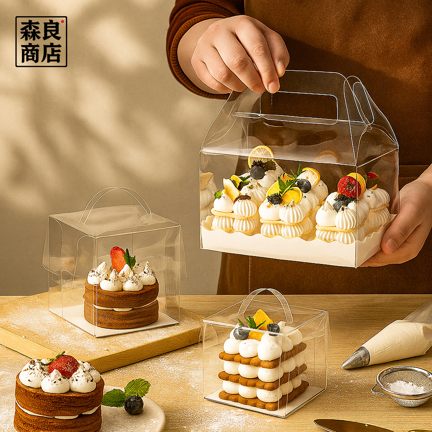 手提2寸3寸蛋糕盒4泡芙小盒子装