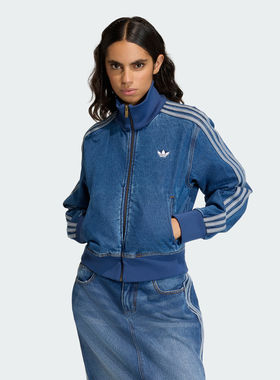 Adidas阿迪达斯三叶草26年春女子立领复古牛仔短款夹克外套KD2913