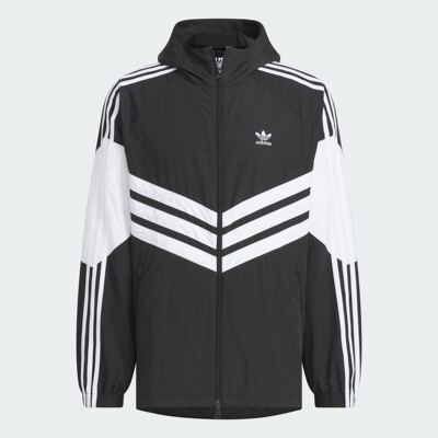 复古穿搭撞色运动连帽夹克外套