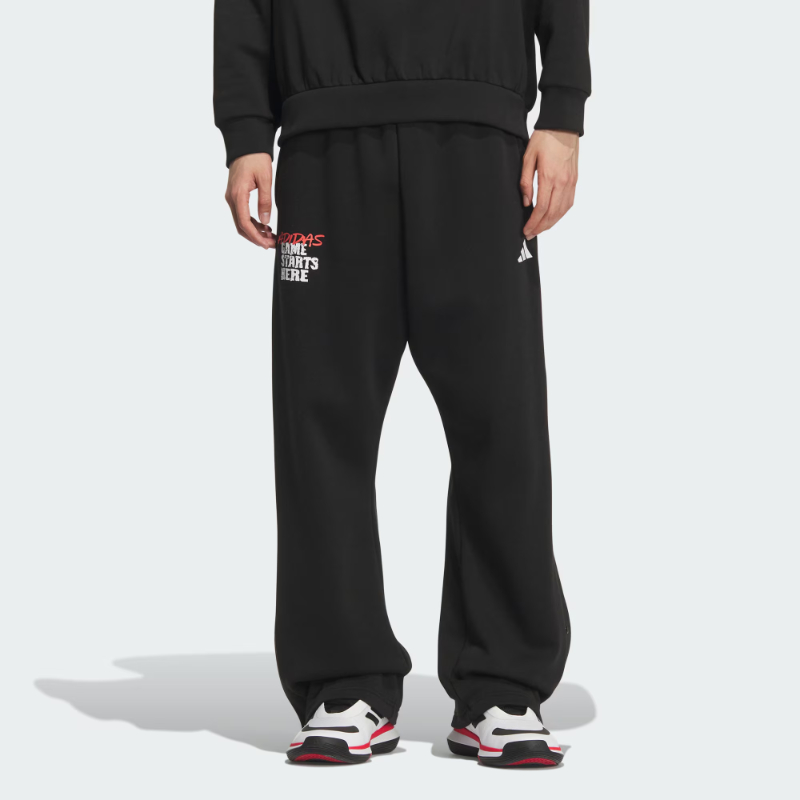 保暖加绒侧开排扣宽松运动裤