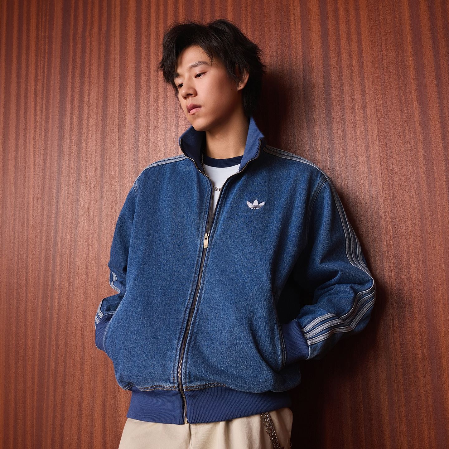 Adidas阿迪达斯正品新品男女三叶草复古牛仔运动上衣外套KD1517