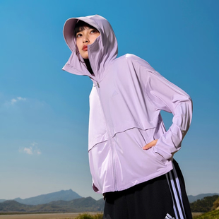 Adidas/阿迪达斯防晒UPF50+凉感轻薄宽松帽檐面罩夹克外套IW9433