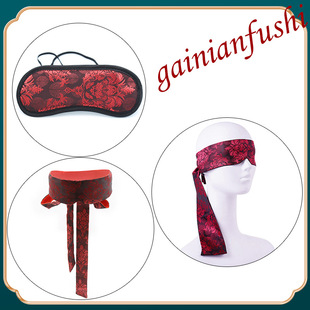 Cosplay眼罩大红面罩加长捆绑双层弹力遮面角色扮演夫妻舞台道具