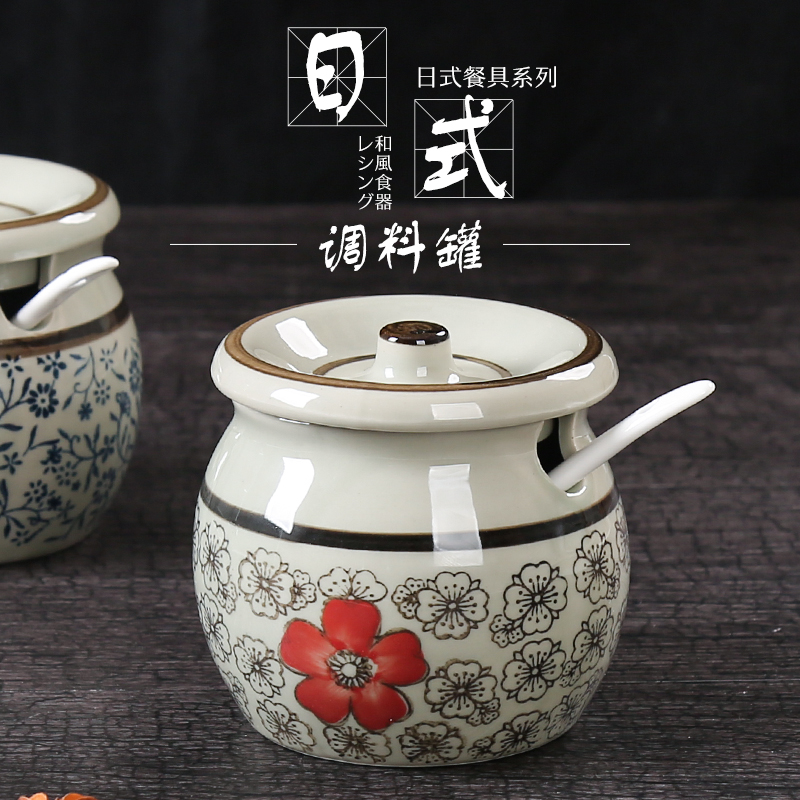 调料罐陶瓷调味盒带盖辣椒油厨房