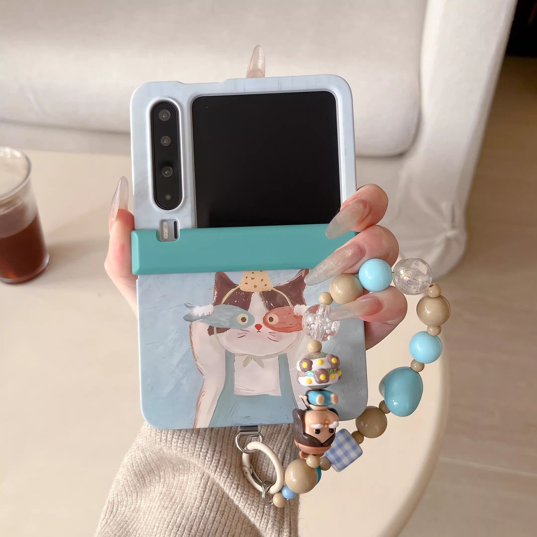 适用华为PuraX折叠屏手机壳荣耀MagicVFlip2壳膜一体小米MixFlip2全包中轴novaflipS猫咪手链pocket2优享版女,3C数码配件,手机保护套/壳,淘宝优惠券,粉丝福利购,淘宝优惠卷