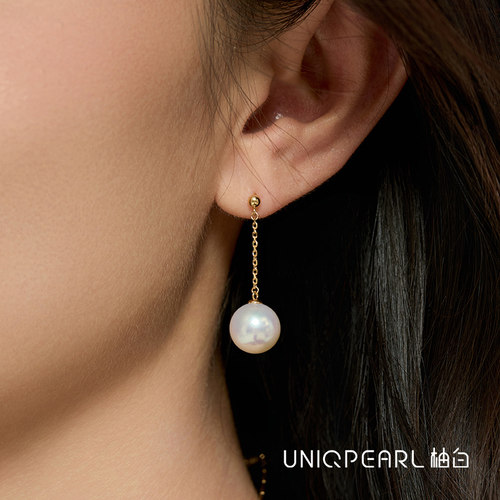 【大风吹】柚白乔妹同款18K金爱迪生珍珠耳链11-12mm极强光耳环