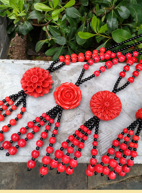 朱砂长款毛衣链女红秋民族风挂件