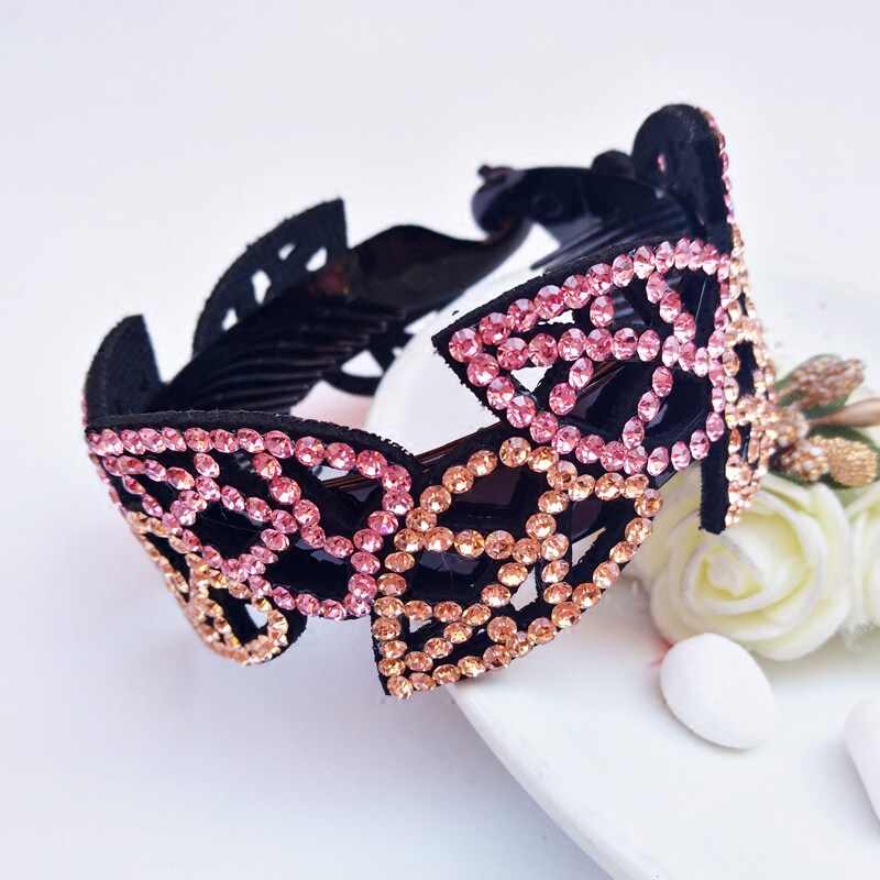 发夹韩版成人百搭优雅水钻扭夹花苞头淑女盘发器顶夹丸子头发饰品