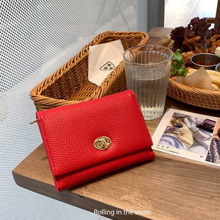 零钱包高级 韩国ins风小众复古简约大容量钱包女多卡位钱夹pu短款