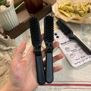 小巧便携可折叠梳旅行猪鬃毛梳子按摩卷发直发蓬松随身刘海梳女士