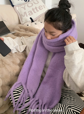 仿羊绒加厚流苏大披肩围巾保暖女